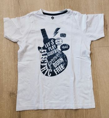 T-shirt manches courtes garçon blanc guitare bleu taille 8 ans Z'Génération
