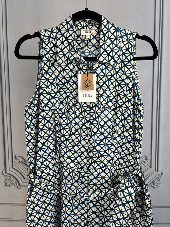 Robe longue Diega Bleu et crème XL neuve - photo numéro 2