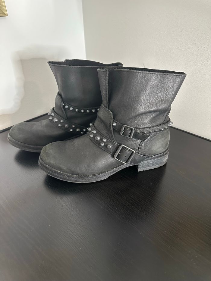 Bottines à clous en cuir véritable ASH T37