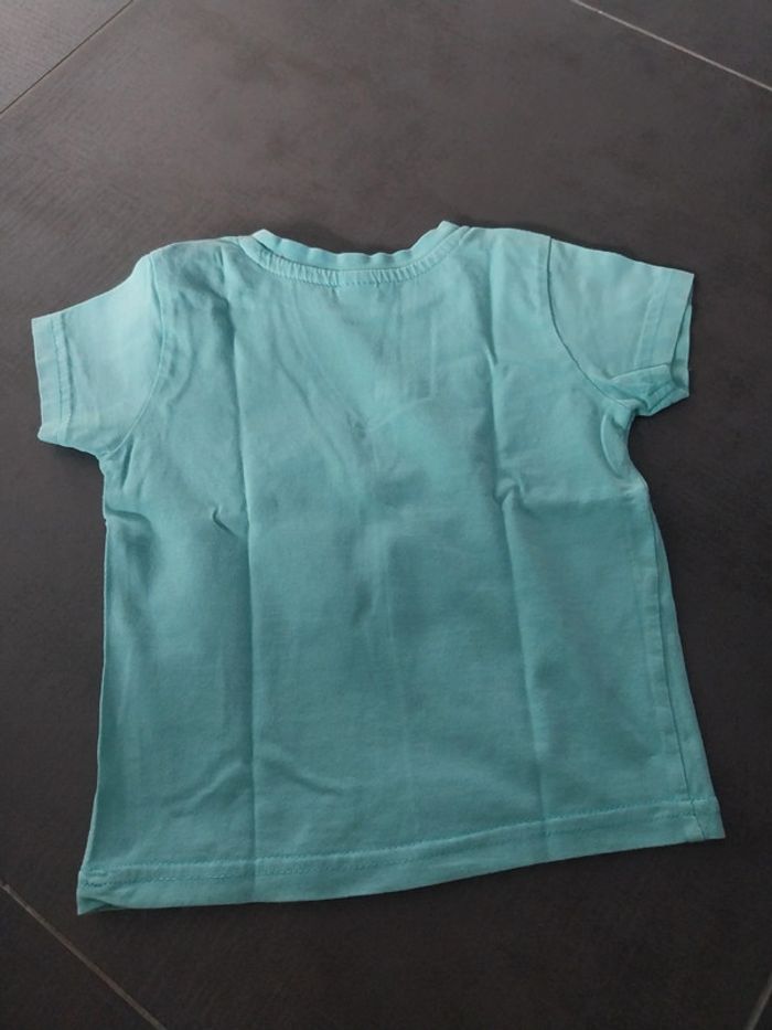 T-shirt bébé 18 mois turquoise dinosaure - photo numéro 3