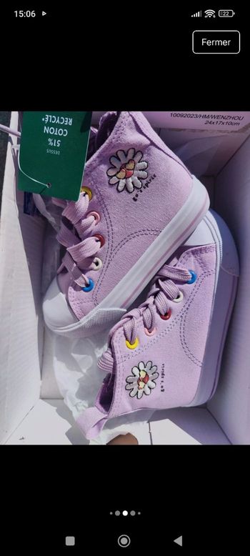 🎁 converse violet a fleure taille 25 neuf🎁envoie Aujourd'hui ou demain Neuf