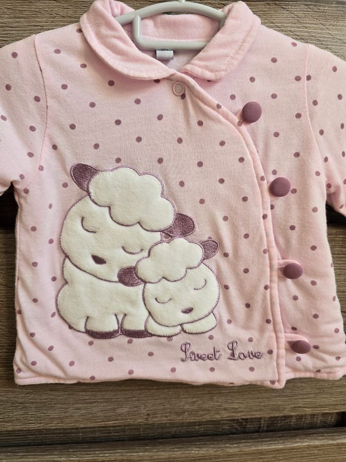 Vêtement Bébé Fille - Gilet rose - 3 mois - photo numéro 4