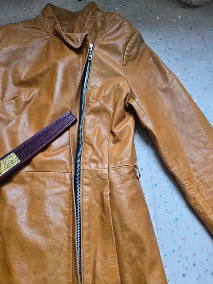 Veste en cuir de Vachette Camel taille 2 fabriquée en France🇨🇵 - photo numéro 9