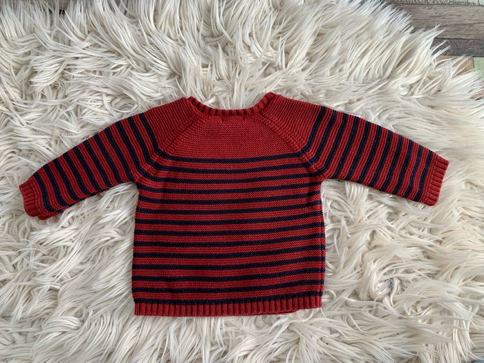 Pull imitation laine bordeaux et bleu marine 6 mois - photo numéro 3