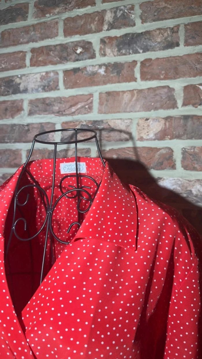 Chemisier rouge à poids blancs Rositta S/M - photo numéro 5