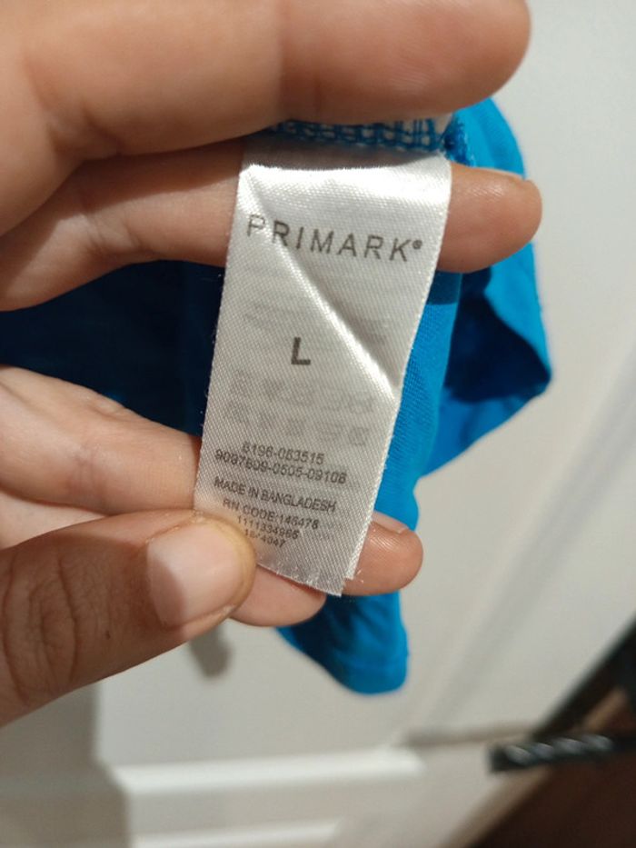 🔝 T-shirt uni manches courtes Primark bleu taille L 100 % coton - photo numéro 6