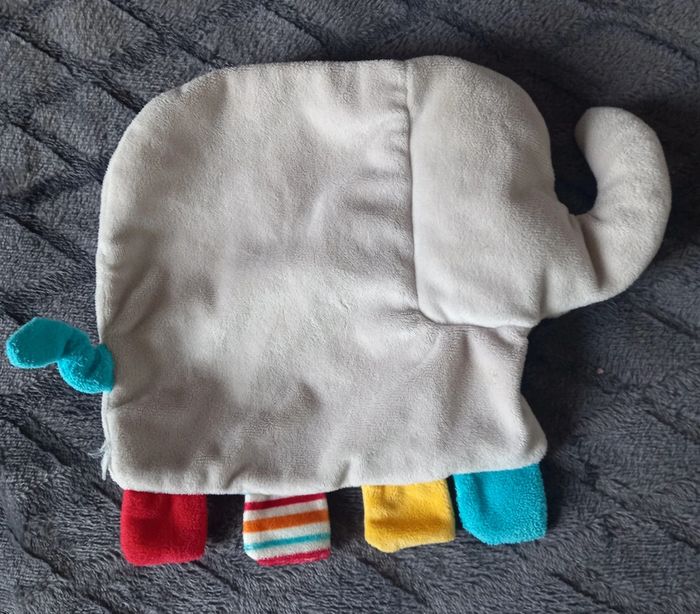 Doudou plat Éléphant gris - Pattes etiquettes multicolores-Simba - photo numéro 3