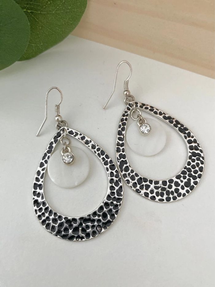 Superbes Boucles d’oreilles - Forme goutte 💧 - Noir & Argenté - Neuves - photo numéro 6