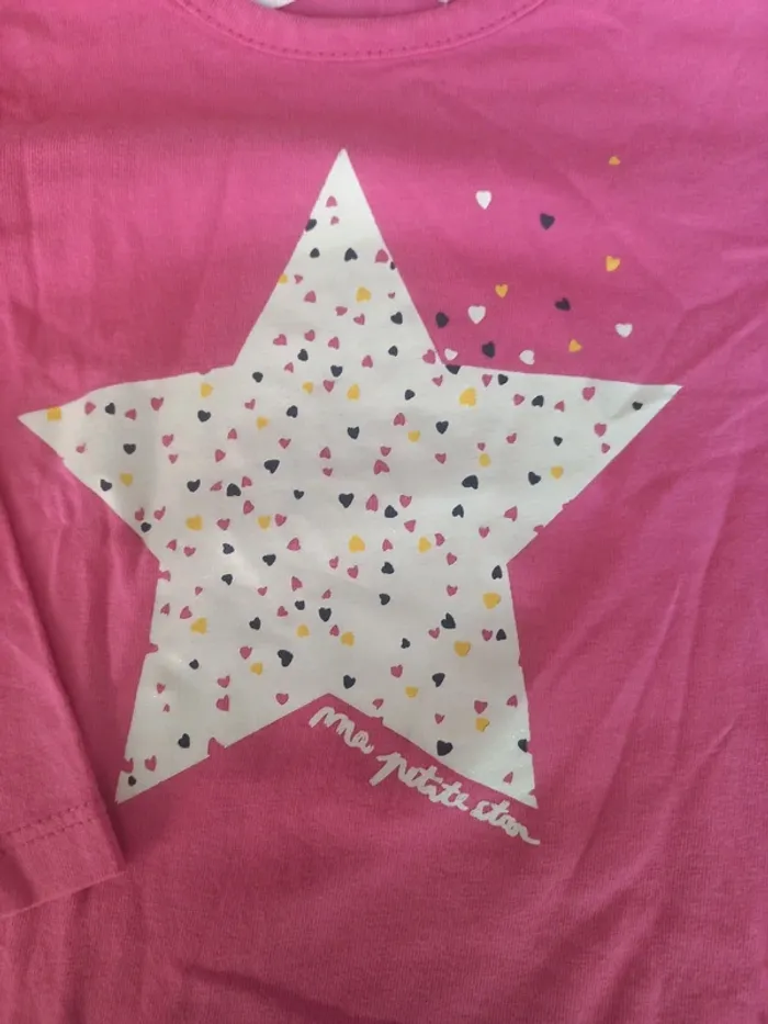 T-shirt rose "étoile" Gémo 12mois 74cm - photo numéro 3