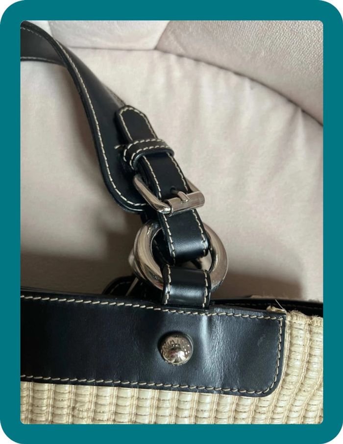 Sac à main cabas paille et cuir vintage - Anne Fontaine - photo numéro 7