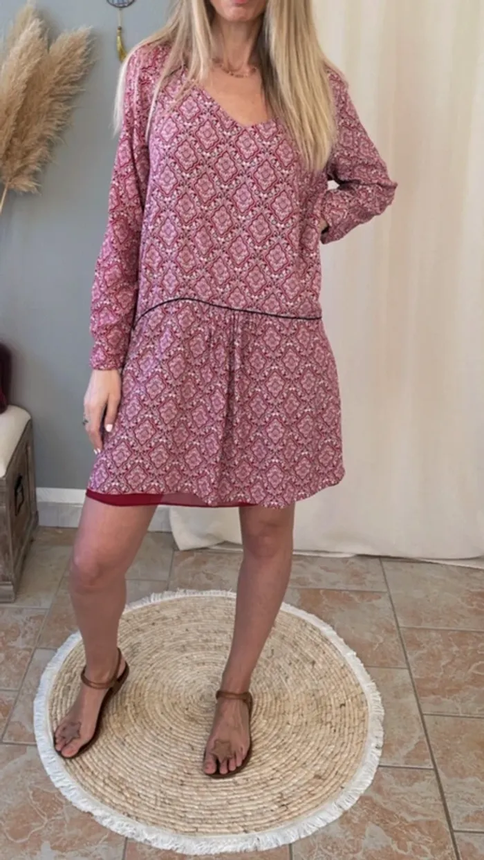 Robe rouge à motifs taille 38 Sud Express - photo numéro 5