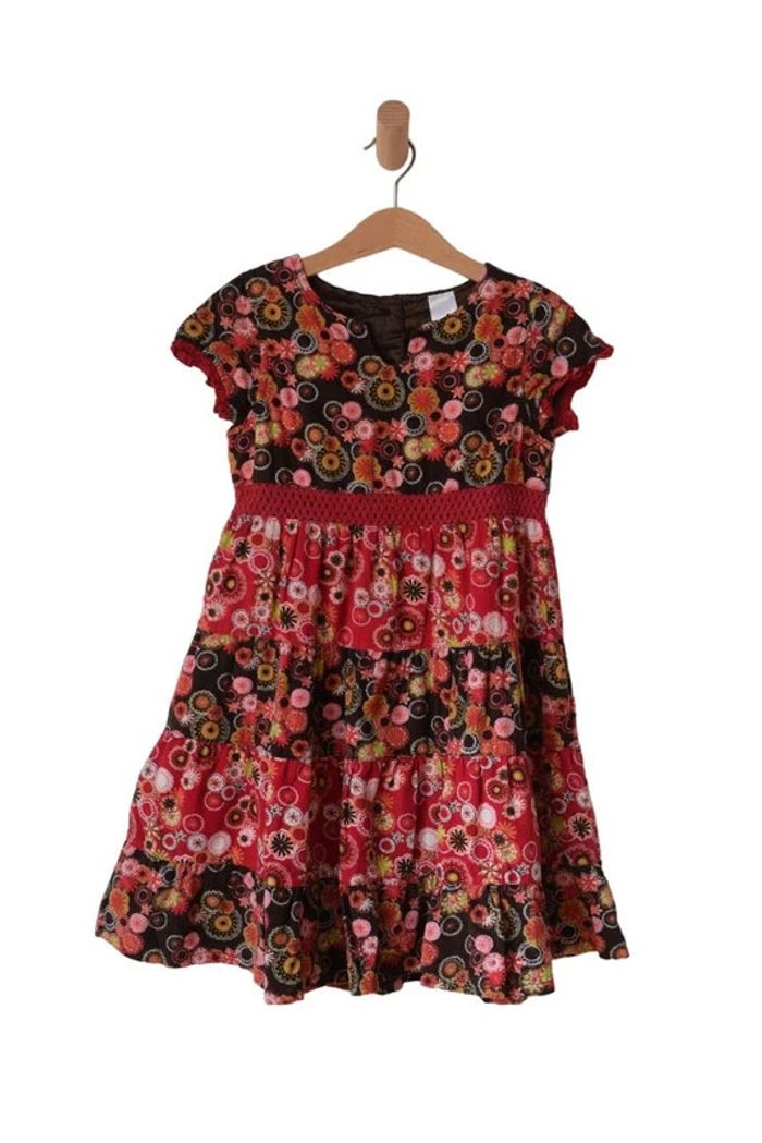 Robe d’hiver à manches courtes, en velours côtelé motif fleuri - Palomino 7 ans (122cm)