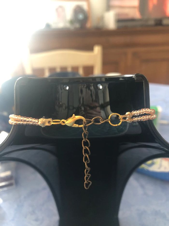 Bracelet fait main perles dorées et clair neuf - photo numéro 2