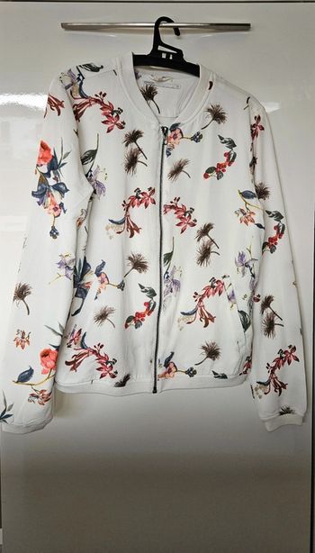 Veste zippée, blanc fleuri multicolore, taille 34, Only