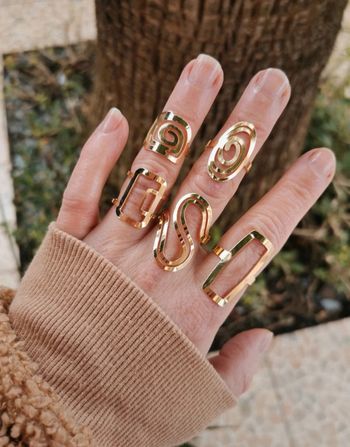 A41 lot de 5 bagues ajustables tendance doré or acier inoxydable