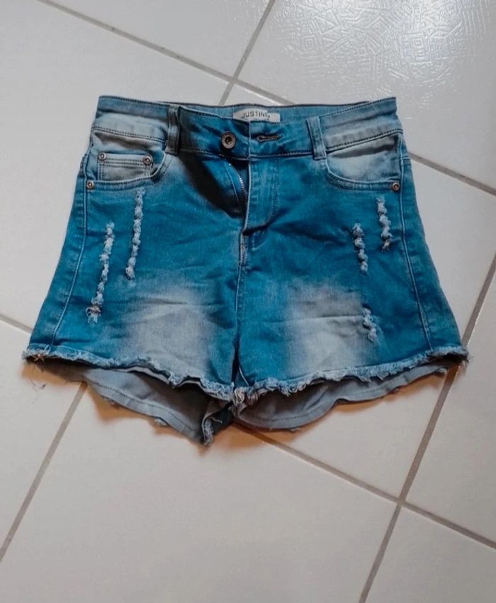 Short femme en simili jeans bleu - photo numéro 10