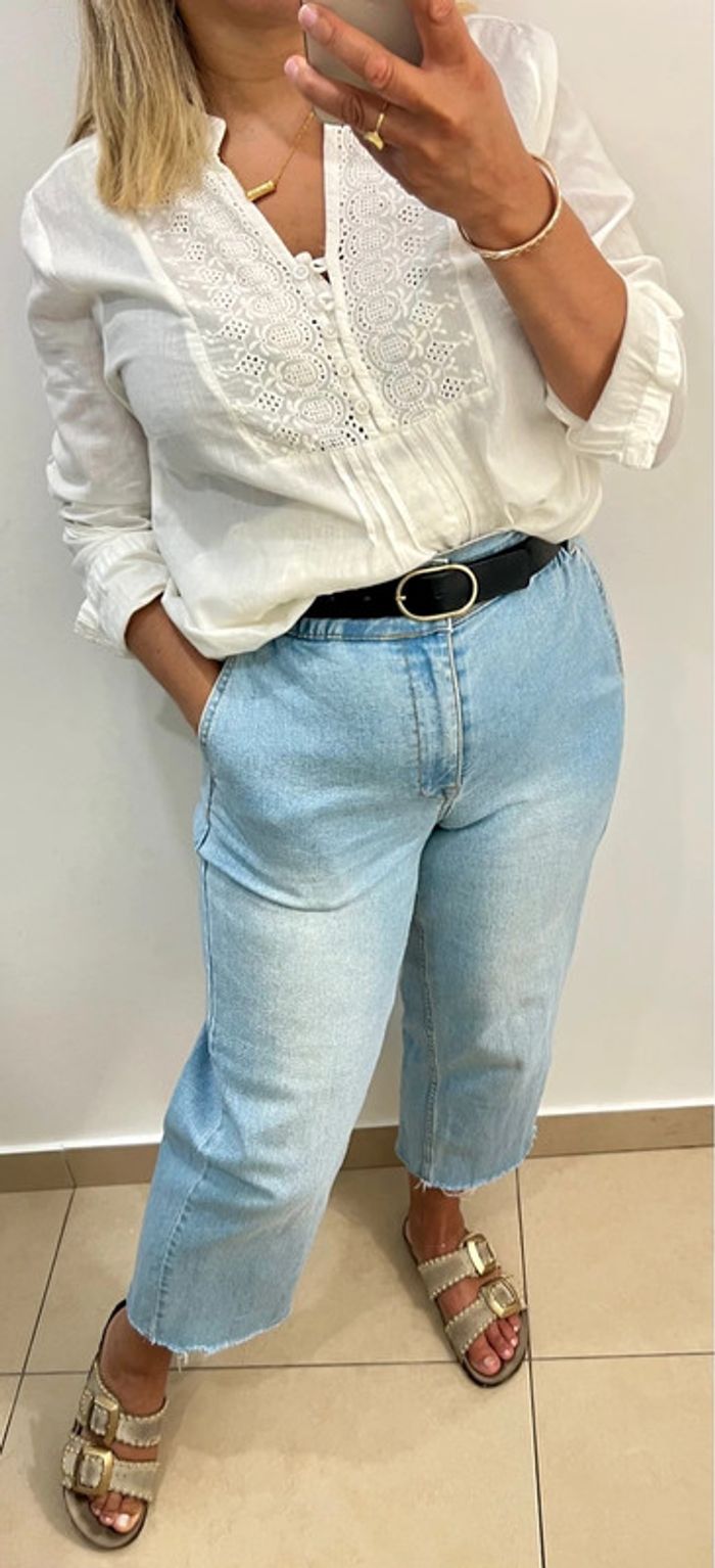 🌿Blouse blanche brodée style bohème Taille M - photo numéro 3