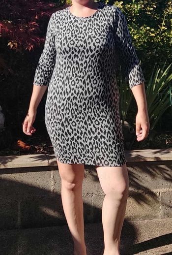 Robe fine hiver leopard gris noir l 40