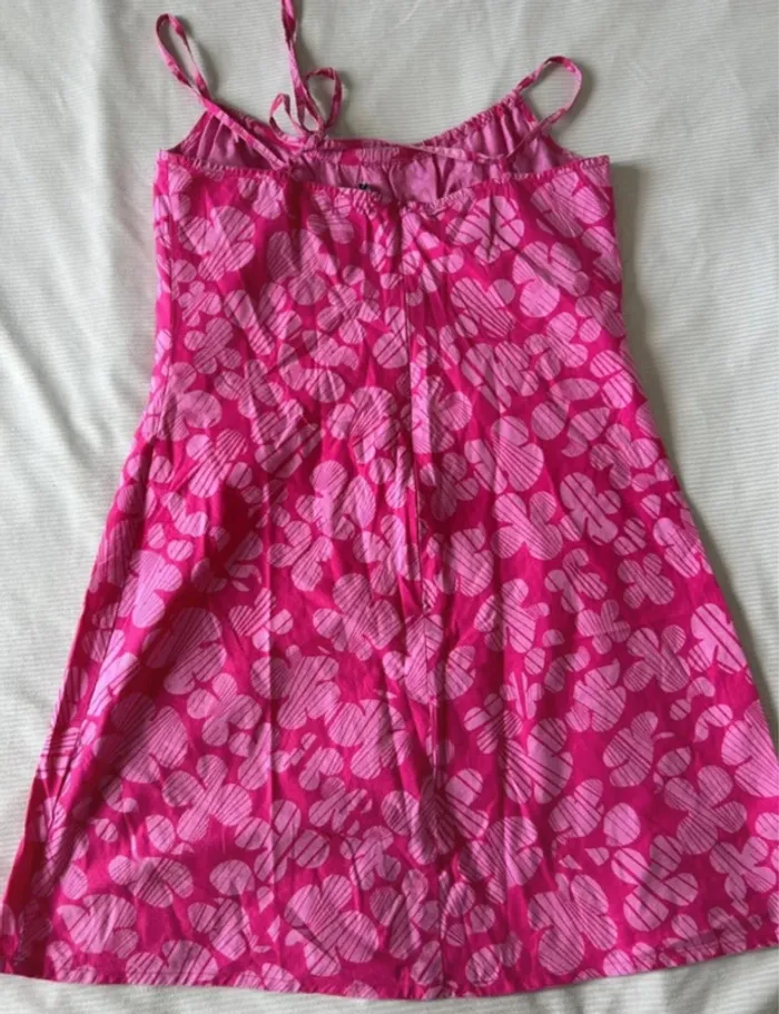 Robe rose rose fushia été fleuri taille xl 100% coton - photo numéro 2
