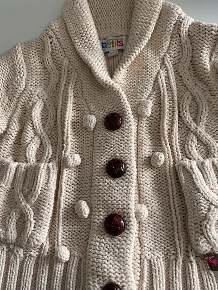 Gilet  beige 6 mois en laine - photo numéro 2