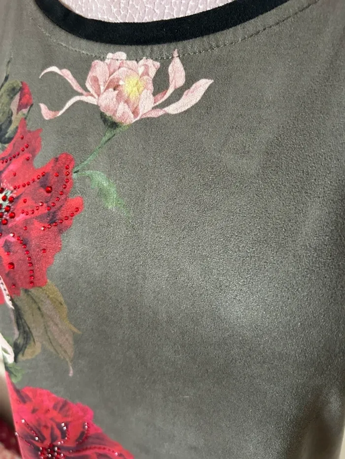 🌺🍁Robe vintage automnale kaki fleurie bohème chic S/M Autumn dress floral beaded details🍁🌺 - photo numéro 14
