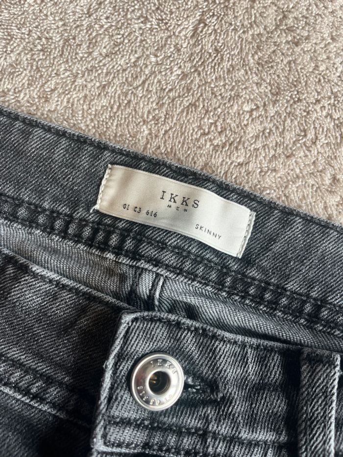 Jean skinny gris IKKS Men – taille 28 – avec poches et anneaux ceinture - photo numéro 3