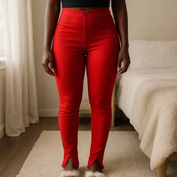 Pantalon rouge taille haute