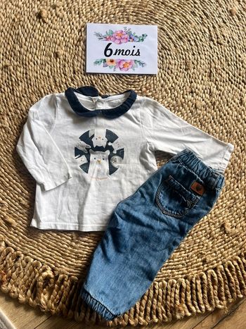 Ensemble jean et teeshirt avec col 6 mois