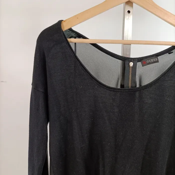 Haut noir transparent GUESS en voile léger taille XS col rond dos zippé A1500 - photo numéro 3