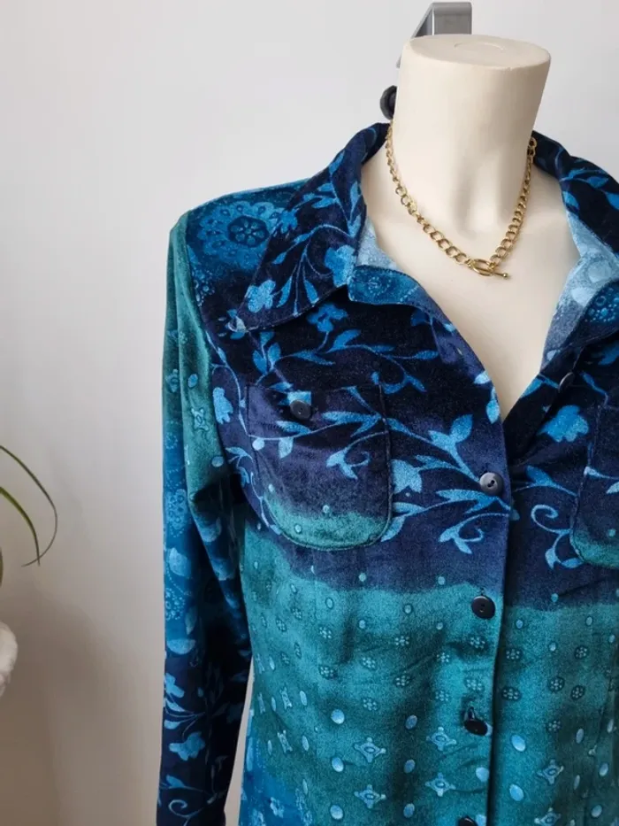 Chemise dégradé bleu vert Année '70 - photo numéro 3