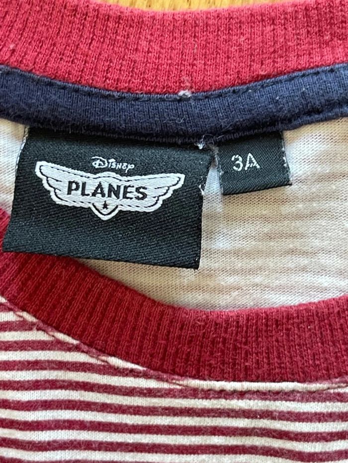 T-shirt rayé rouge et blanc Planes Disney 3 ans - photo numéro 2
