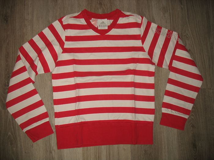 SWEAT SHIRT RAYÉ ROUGE ET GRIS FILLE "ADIDAS" - 16 ANS - n°01 - photo numéro 2