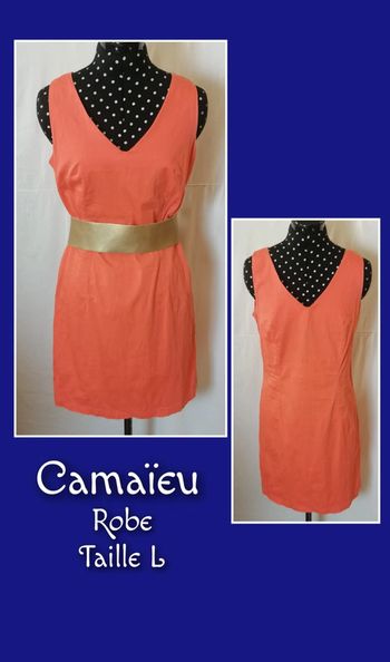 Robe unie corail taille L ou 40 Camaïeu