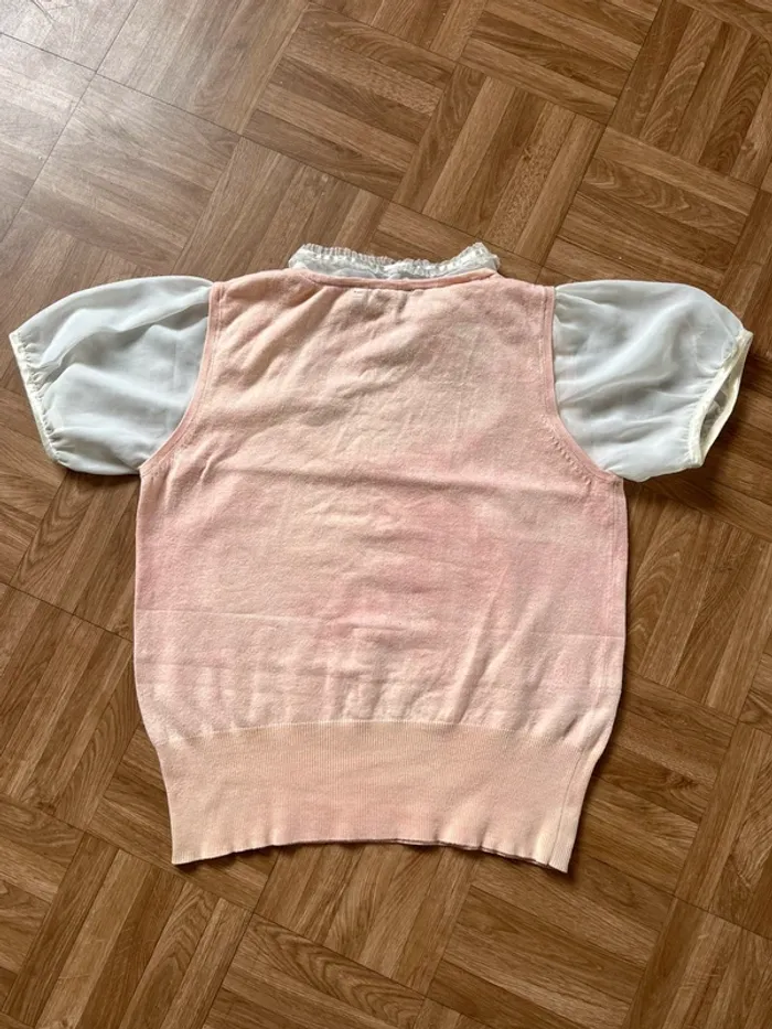 Blouse vintage Sud Express bicolore manches bouffantes - photo numéro 5