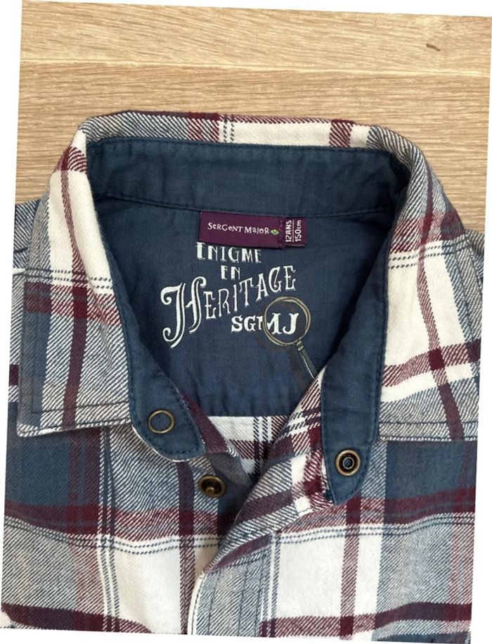 Chemise à carreaux sergent major 12 ans en très bon état - photo numéro 2