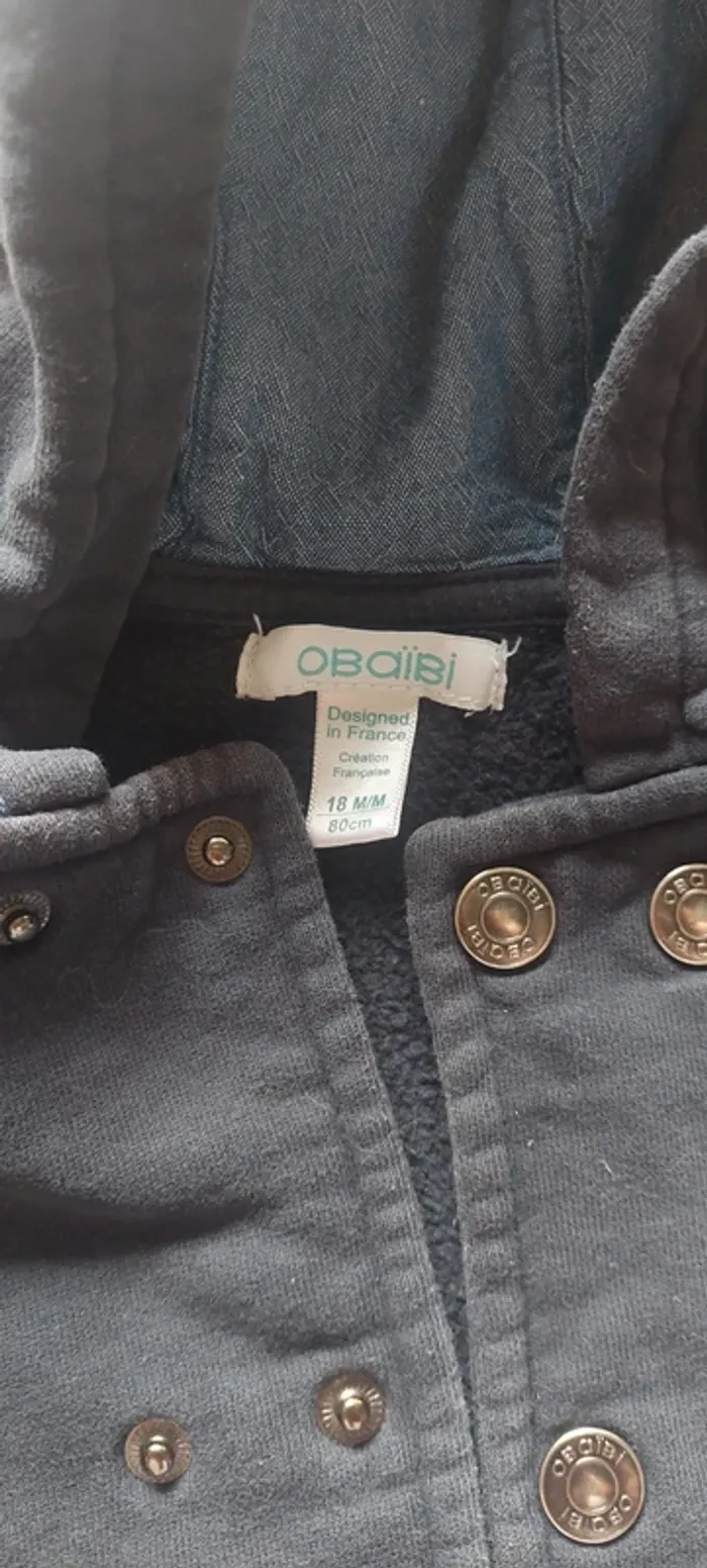 Gilet à capuche / veste obaïbi 18 mois - photo numéro 5