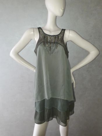 robe kaki perles et séquins phildar taille 40