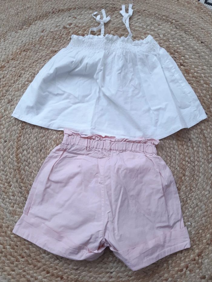 Tenue haut blanc et short rose Zara 86/92 cm - photo numéro 4
