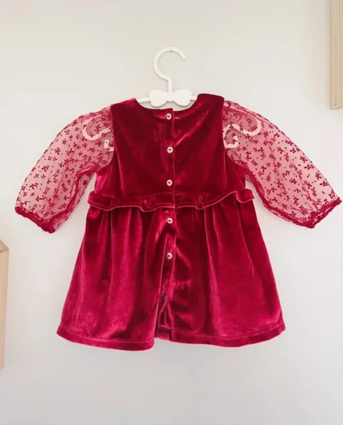 Robe en velours bordeaux et manches en tulles 6 mois - Sergent Major - photo numéro 4