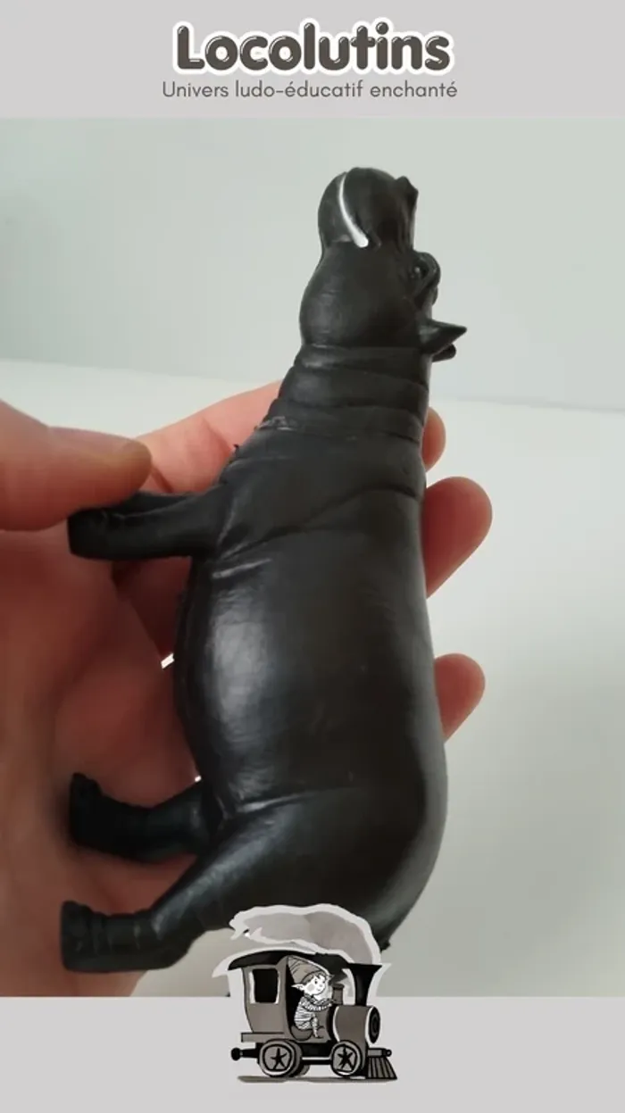 🚂 Figurine hippopotame ▪ plastique solide creux - photo numéro 3