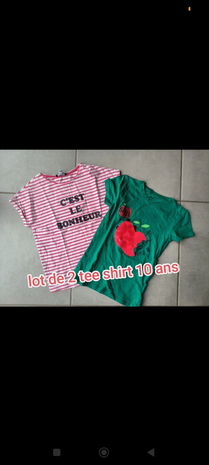 Lot de 2 tee shirt manches courtes fille 10 ans