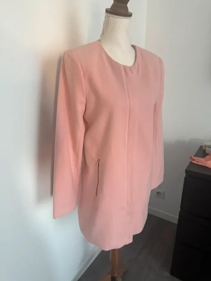 Manteau mi long rose poudré Women Only 38 ou M - photo numéro 2