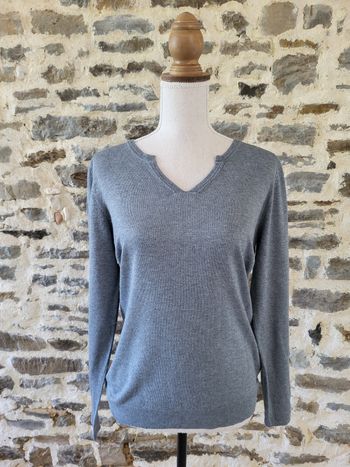 Pull col V gris Camaïeu Taille 38