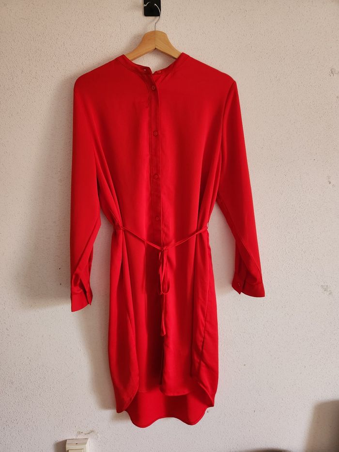 Robe chemise rouge Åhléns – taille 40 - photo numéro 3