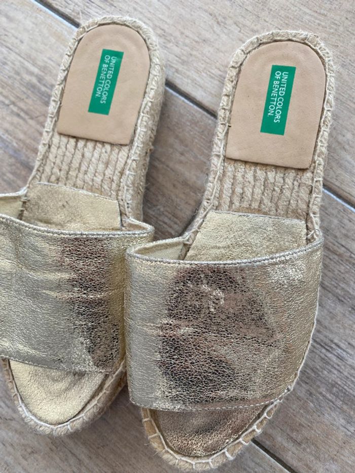Mules plateforme ouvertes dorées - Benetton - photo numéro 2