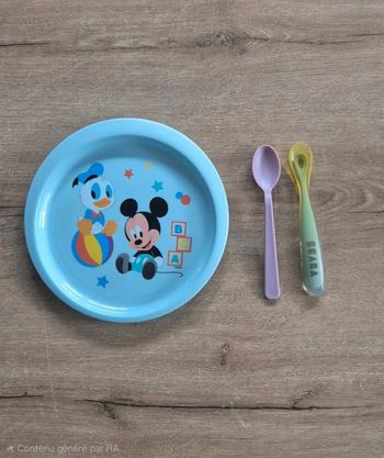 Lot cuillères et assiette Disney