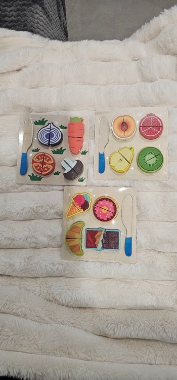 Lot de 3 plateaux repas jouets bois Neufs