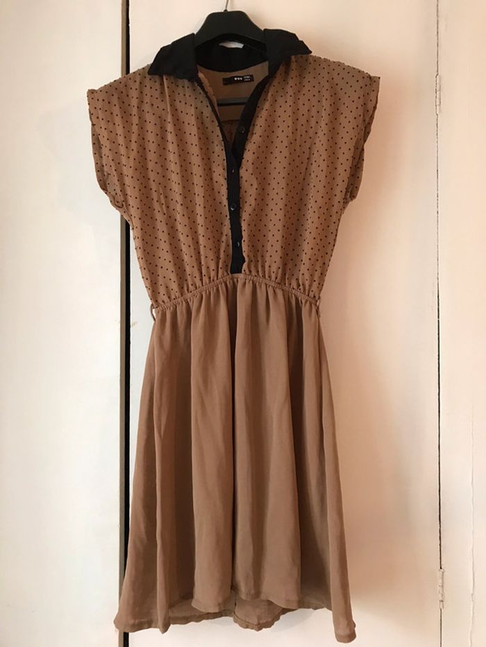 Robe vintage beige à pois