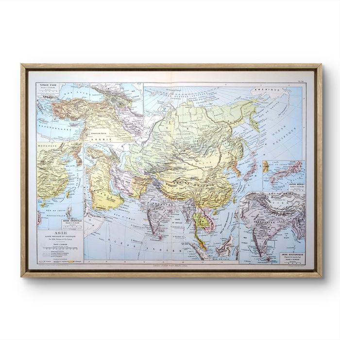 Imprimée en 1892, l'Asie, Vintage Authentique Grand Format (cadre non inclus) - photo numéro 10