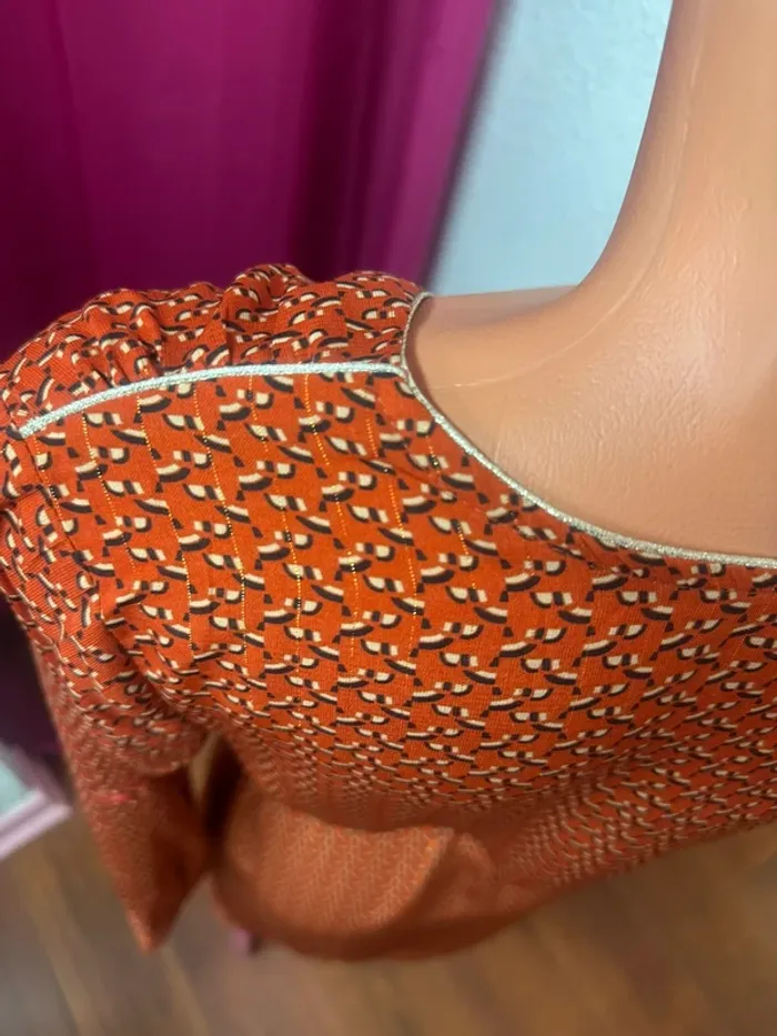 Robe orange à motifs By One taille S/M - photo numéro 4